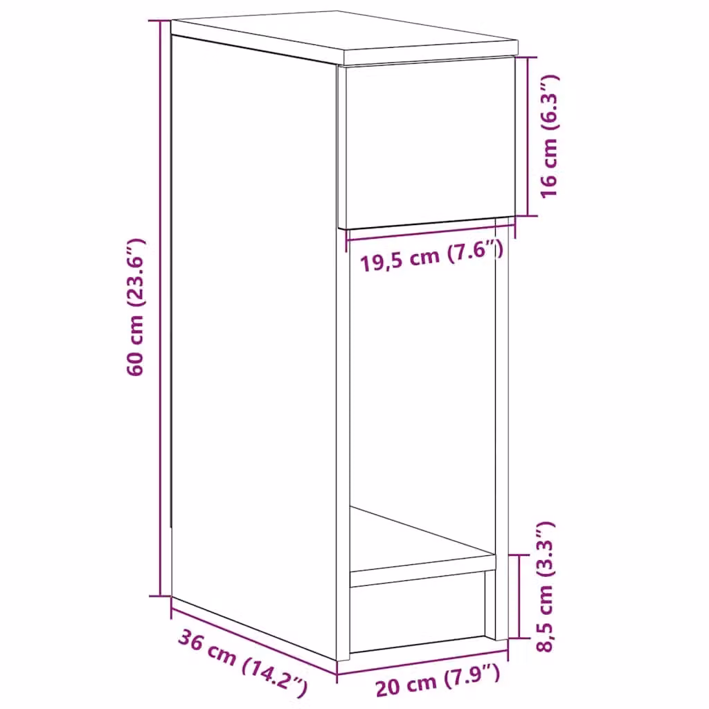 Berkfield Home Bedside Cabinet with Drawer in Sonoma Oak Brown, W/D/H: 20 x 36 x 60 cm – 2