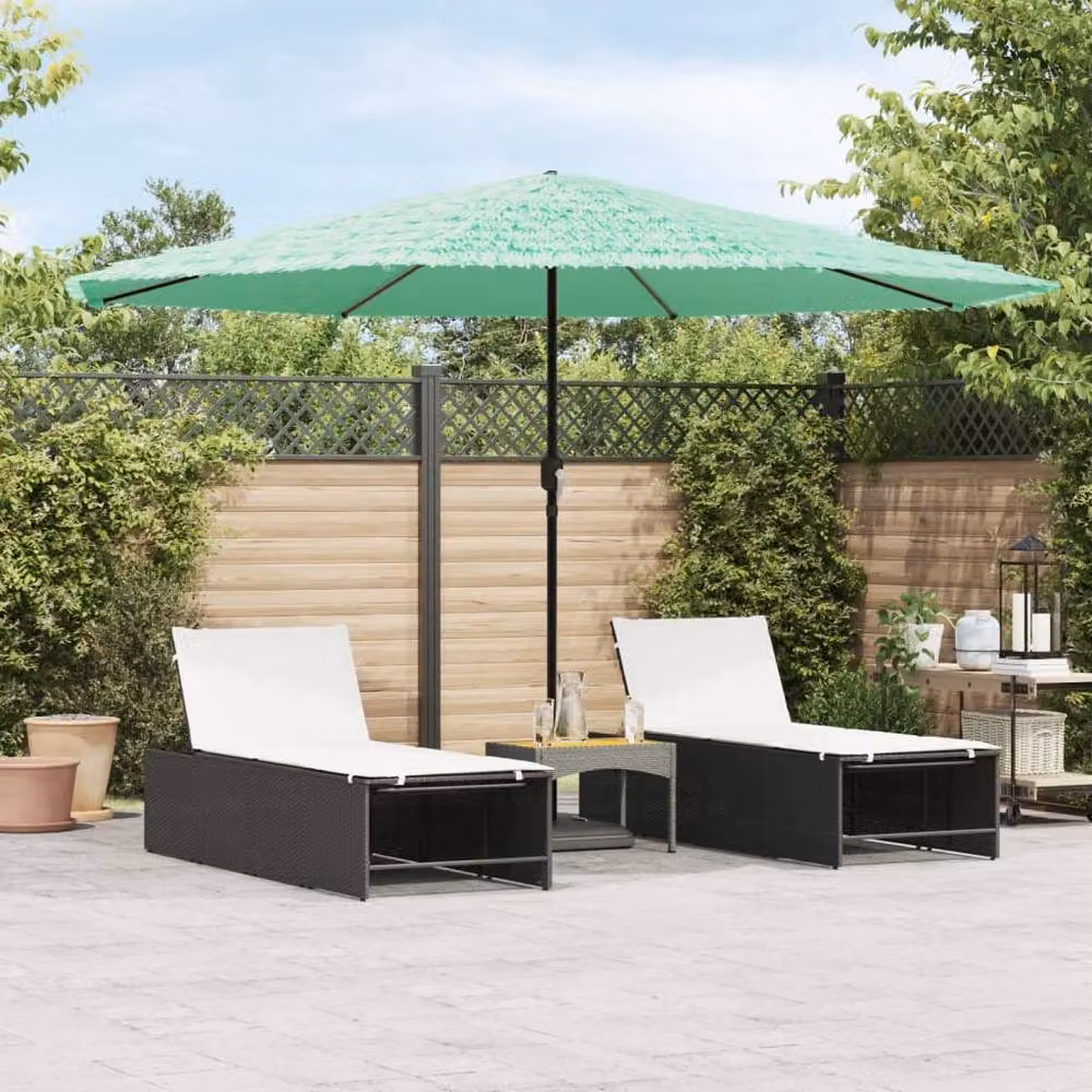 Berkfield Home Garden Parasol with Steel Pole in Green and Turquoise, W/D/H: 388 x 388 x 248 cm – 2