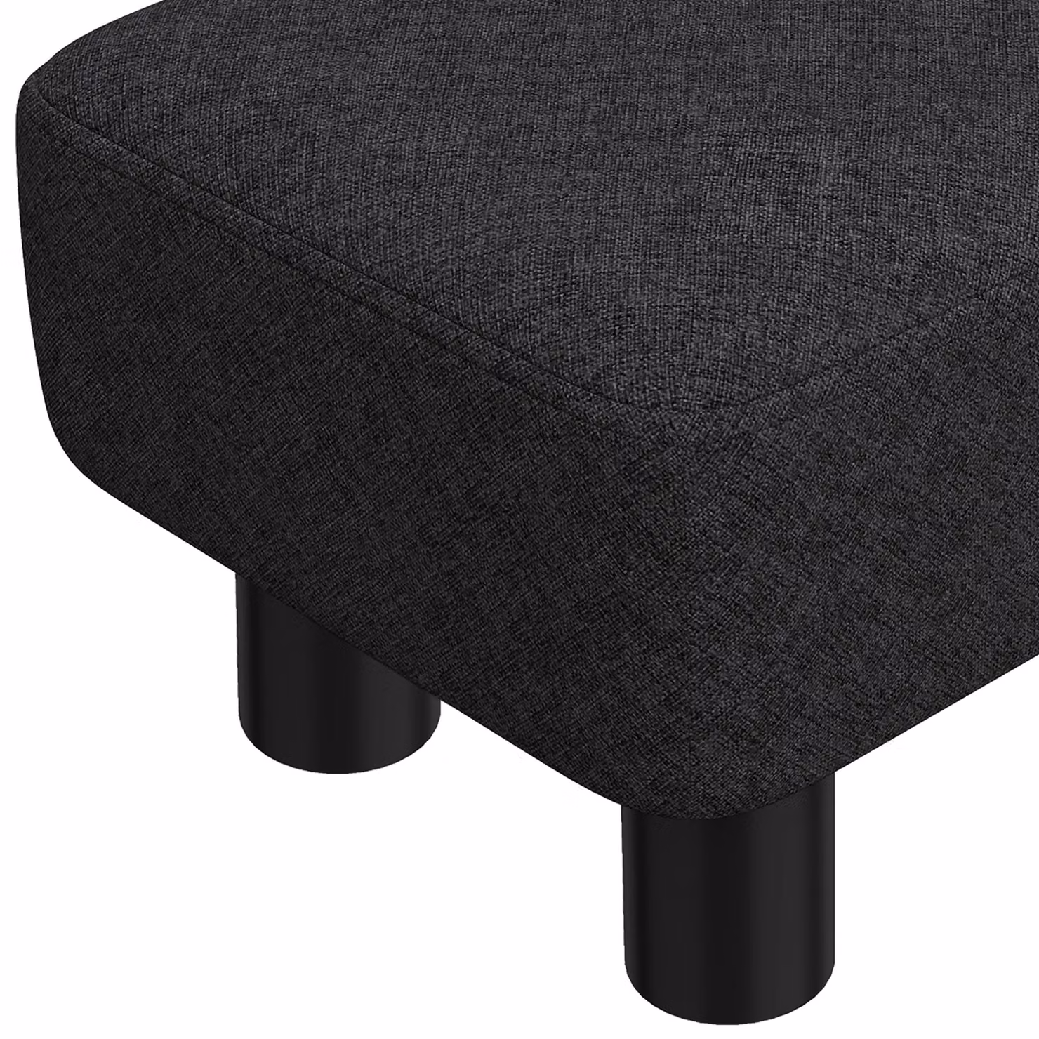 HOMCOM Black Linen Fabric Cube Footstool Ottoman with Wood Frame and Plastic Legs – 5