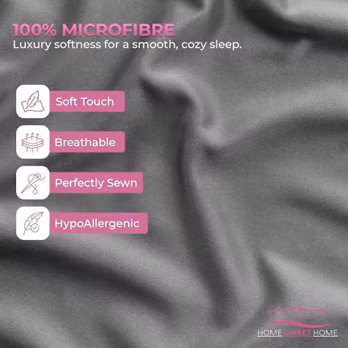Snug City King Size Microfibre Soft Touch Fitted Sheet in Dark Grey, Extra Deep 40 cm – 4