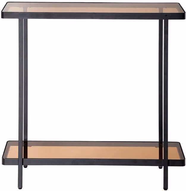CALICOSY ORA Modern Console Table with Two Smoked Glass Shelves, Black, W: 80 cm, D: 30 cm, H: 80 cm