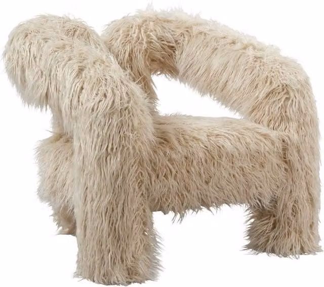 Lemon Pavilion Furniture Freyja Indoor Chair in Ivory Faux Mongolian Fur, W: 78 cm, D: 74 cm, H: 71 cm – 1