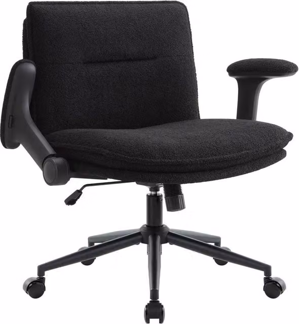 FLAVORA Black Adjustable Fabric Accent Chair with Wheels – 1