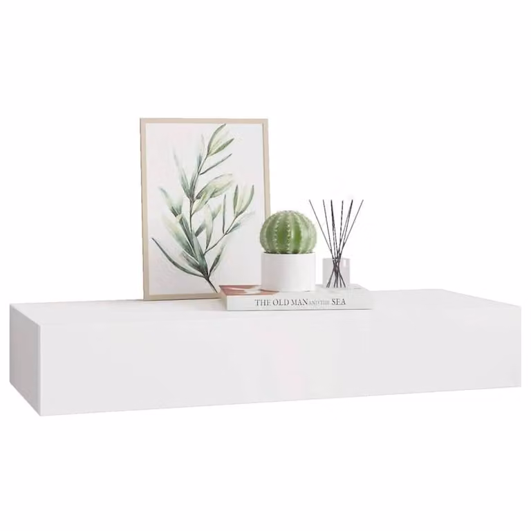 Berkfield Home Wall-mounted Drawer Shelf in White, W/D/H: 60 x 23.5 x 10 cm