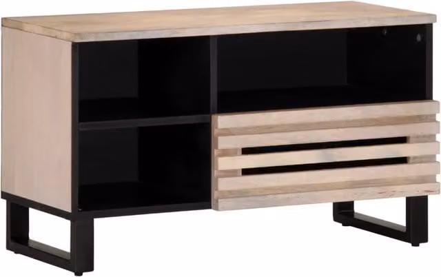 Berkfield Home Industrial Mango Wood TV Cabinet in Grey, W: 80 cm, D: 34 cm, H: 46 cm