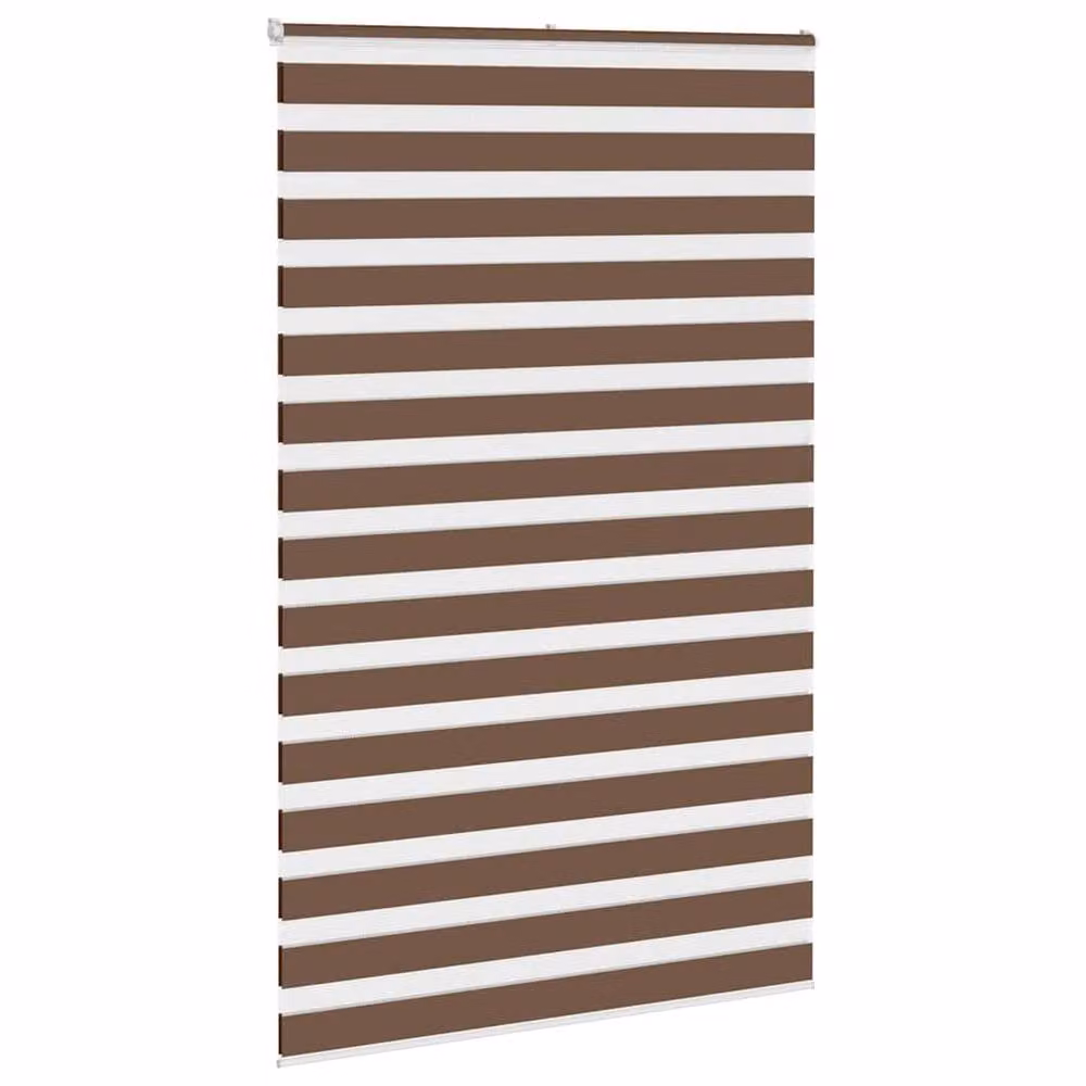 Berkfield Home Brown Zebra Day and Night Blind with Polyester Fabric, W: 150 cm, H: 230 cm – 3