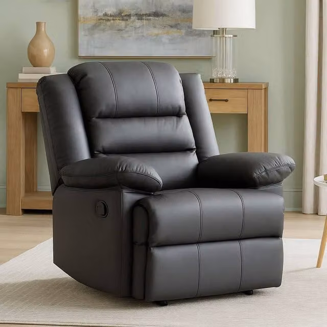 LUXURY LIFE Lansbury Grey Leather Recliner Armchair