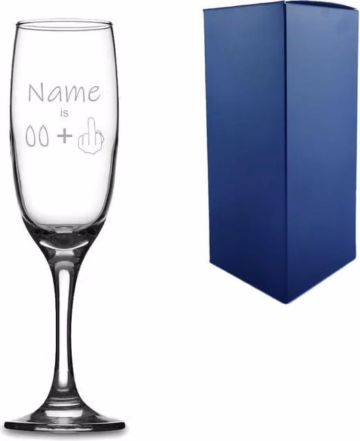 Uniqueful Personalised Funny Champagne Flute with Name and Age +1 for Birthdays, Clear Glass – 1