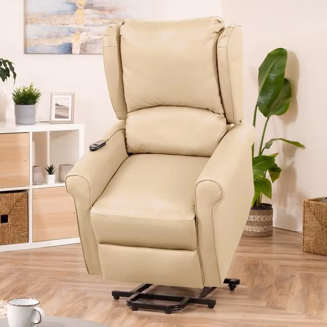 Artemis Home Corcoran Electric Riser Recliner with Massage and Heat in Beige Synthetic Leather