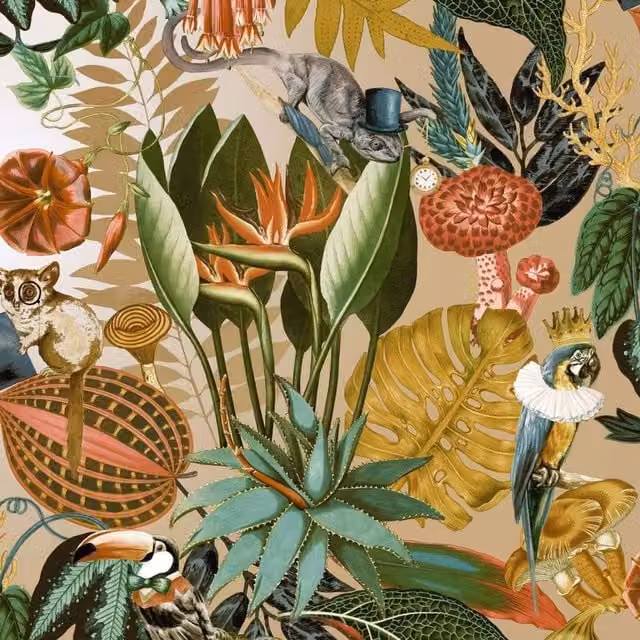 Holden Décor Wonderland Tropical Gold Botanical Wallpaper Roll