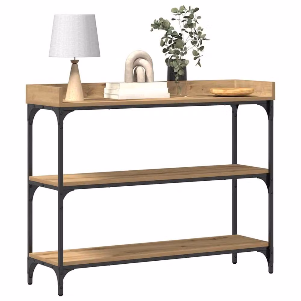 Berkfield Home Artisan Oak Console Table in Brown, W/D/H: 100 x 30 x 80 cm – 3