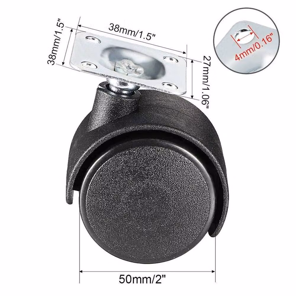 SPETLEK 4-Piece Black Plastic 2-Inch Swivel Castor Wheel Plate Set – 2