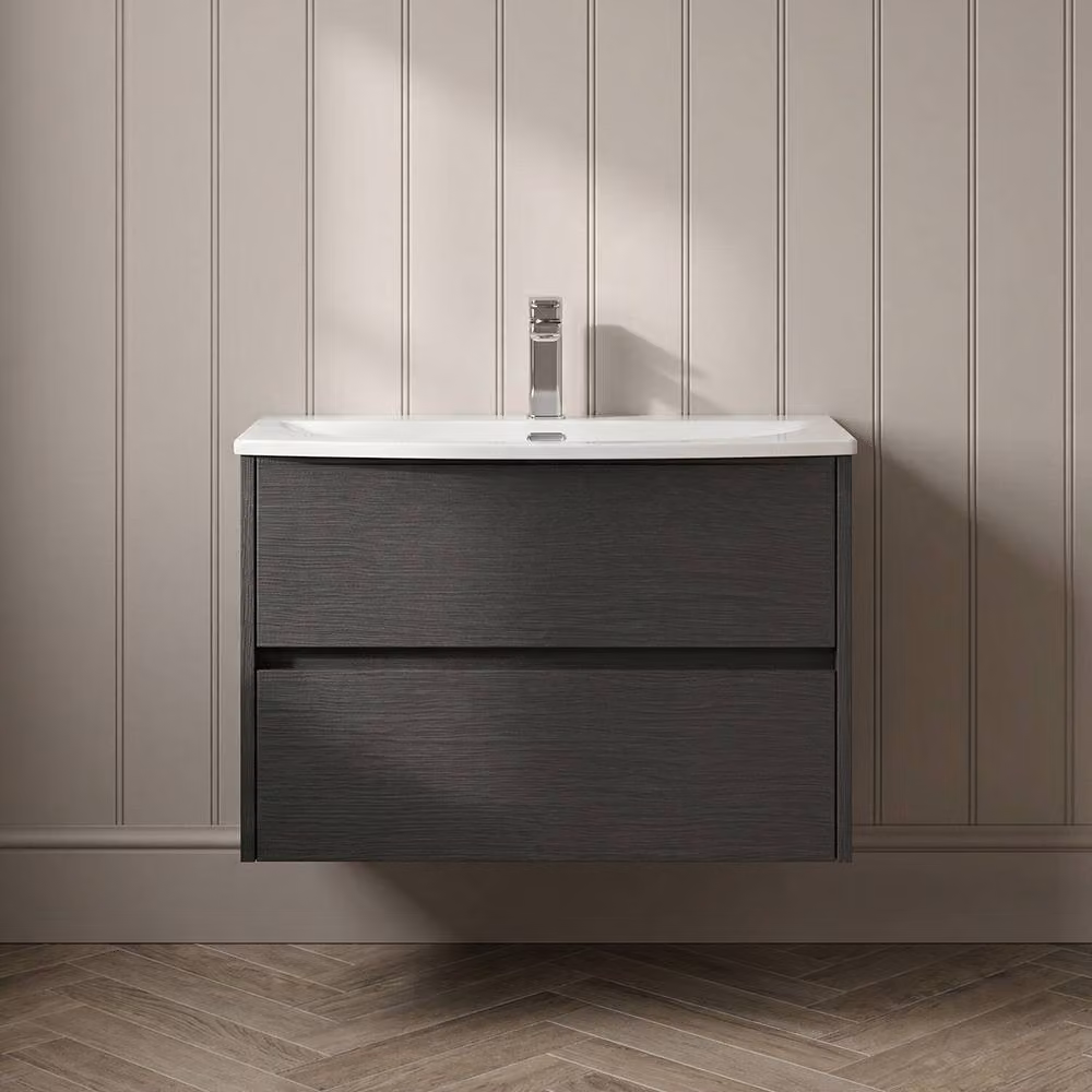 Balterley Chartley 2 Drawer Wall Hung Vanity Basin Unit, Graphite Grey, Width: 80 cm – 3
