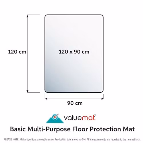 Floortex Valuemat Basic Transparent Vinyl Multi-Purpose Rectangular Floor Protection Mat for Hard Floors, W: 90 cm, L: 120 cm – 6