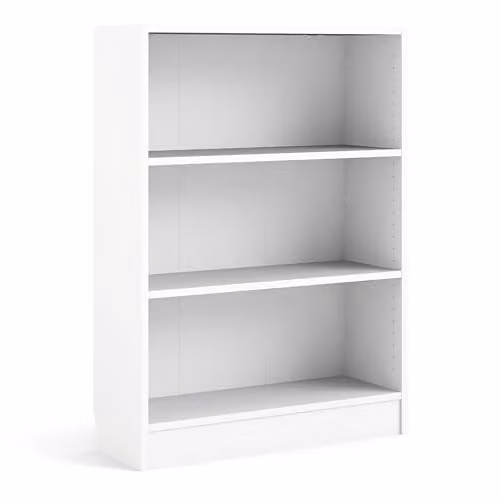 Furniture To Go Basic Low Wide Bookcase with 2 Shelves in White