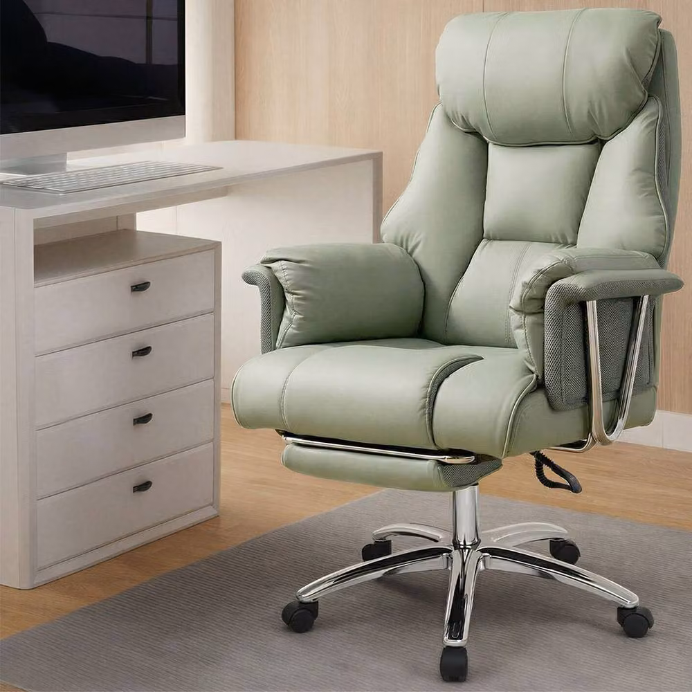 Levede Executive Office Chair in Green with Footrest, Ergonomic PU Leather Recliner and 360 Degree Swivel – 2