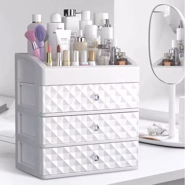 EONLION White Plastic Make Up Organiser Cosmetic Vanity Case Box, Width: 50 cm – 1