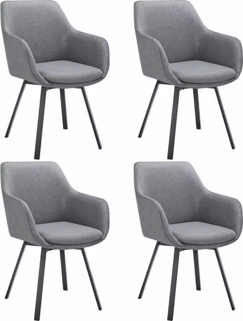 tectake Alicon Dining Chair - Padded Swivel Armchair with Large Backrest in Anthracite Grey