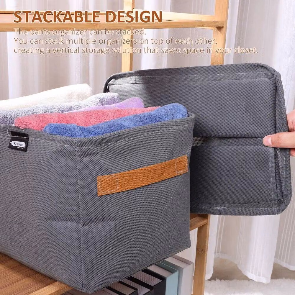 FORGEVIO Set of 4 Foldable and Stackable Storage Boxes in Grey, 50 cm – 2