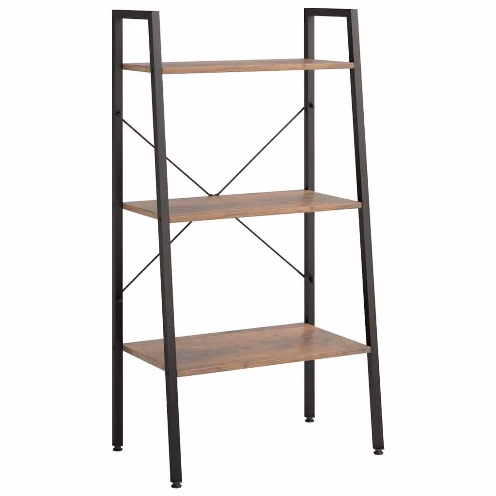 Berkfield Home 3-Tier Standing Shelf, Dark Brown and Black, W/D/H: 56 x 35 x 108 cm – 2