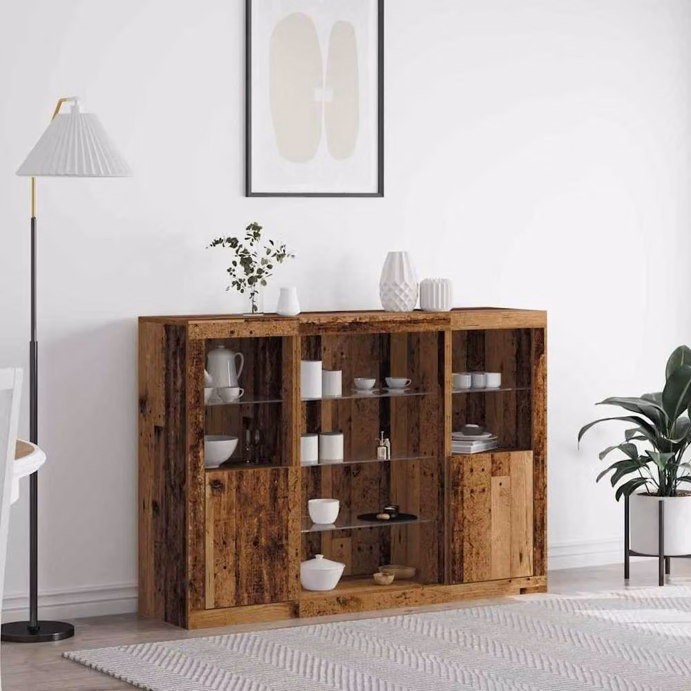 Berkfield Home Rustic Brown Engineered Wood Sideboard with Integrated LED Lights W: 142.5 cm, D: 37 cm, H: 100 cm – 2