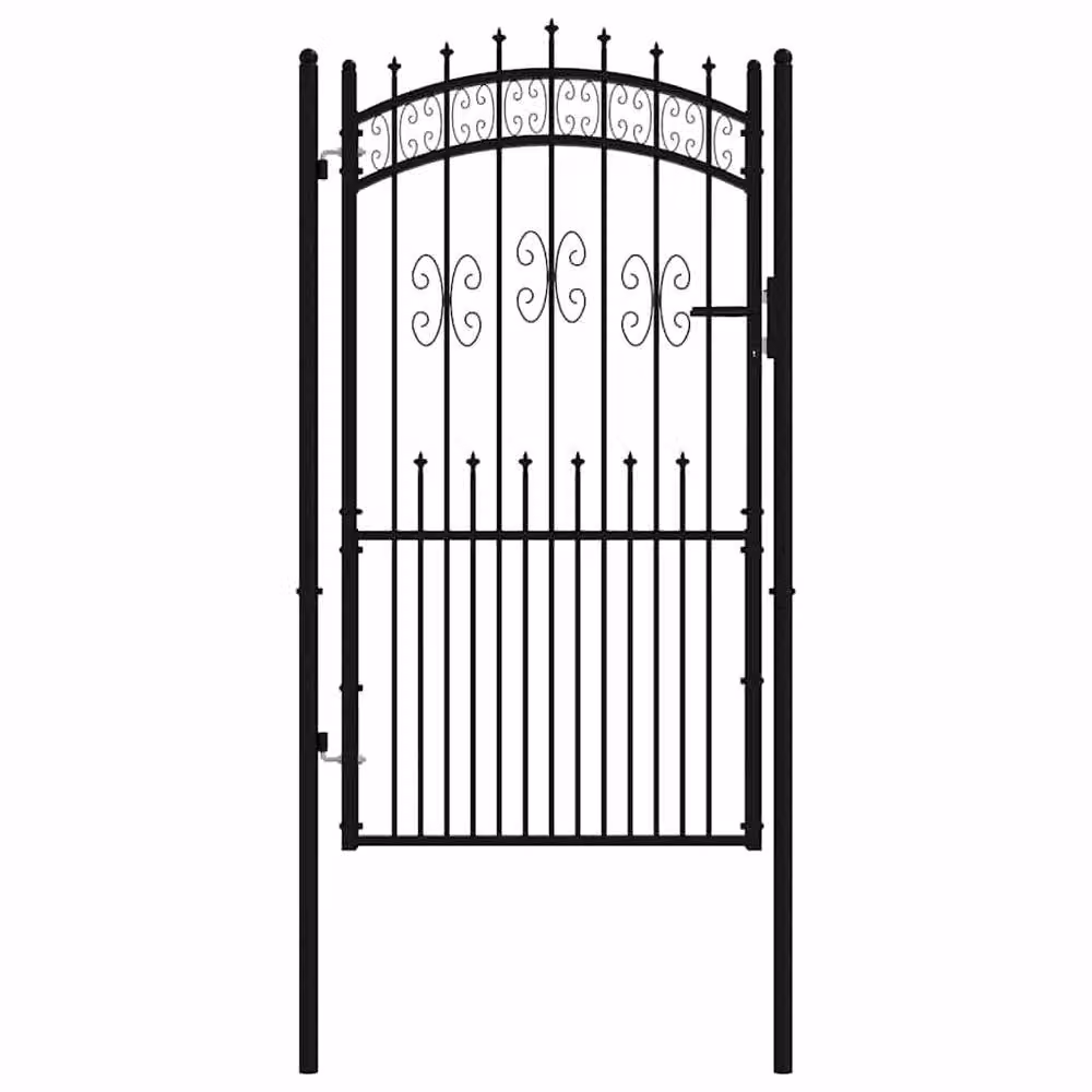 Berkfield Home Spear Top Fence Gate in Black Powder-coated Steel, W: 103 cm, H: 225 cm – 3