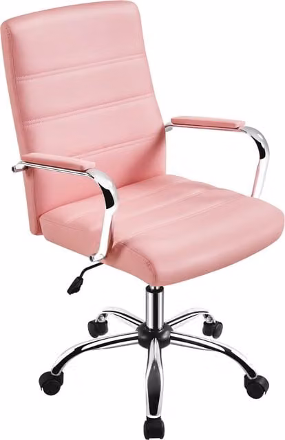 Yaheetech Mid Back Pink Task Office Chair with Armrests and 360 Degree Swivel