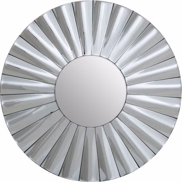 Orsina Contemporary Round Silver Wall Mirror with Floral Design