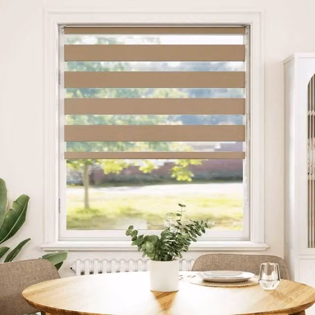 Berkfield Home Zebra Blind in Sand Brown, W/H: 95 x 150 cm