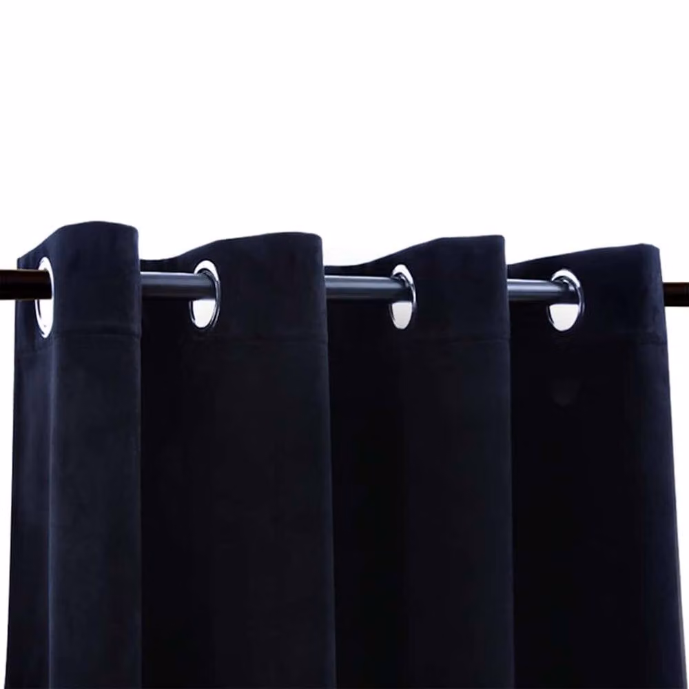 Berkfield Home Blackout Velvet Curtains with Eyelets, 2 Pack, Black, W: 140 cm, H: 225 cm – 3