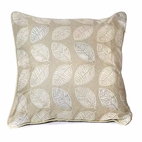 Fusion Delft Floral Cotton Filled Square Cushion in Beige, W/D/H: 43 x 43 x 43 cm
