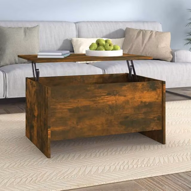 Berkfield Home Modern Smoked Oak Coffee Table in Brown, W: 80 cm, D: 55.5 cm, H: 41.5 cm – 1