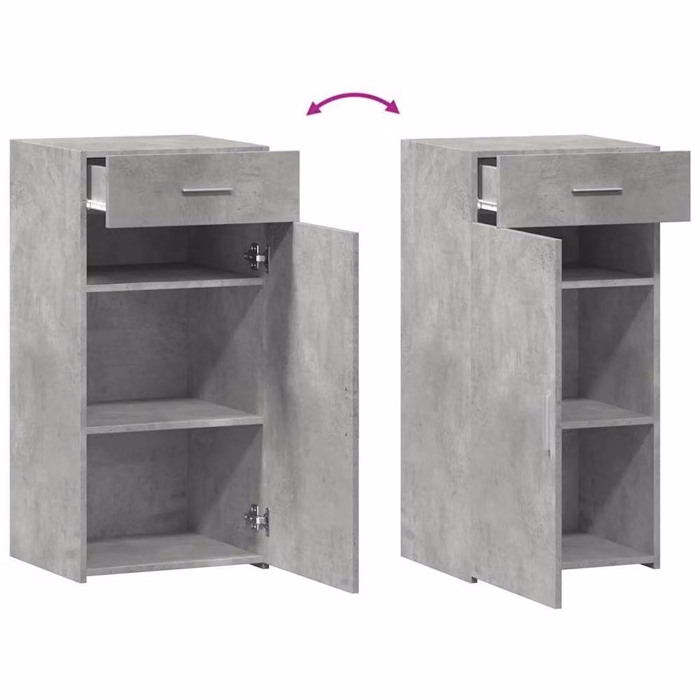 Berkfield Home Sideboard in Concrete Grey, MDF, W/D/H: 45 x 42.5 x 93 cm – 4