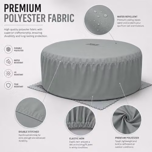 SHATCHI Thermal Round Hot Tub Cover in Grey, W/D/H: 190 x 70 x 70 cm – 5