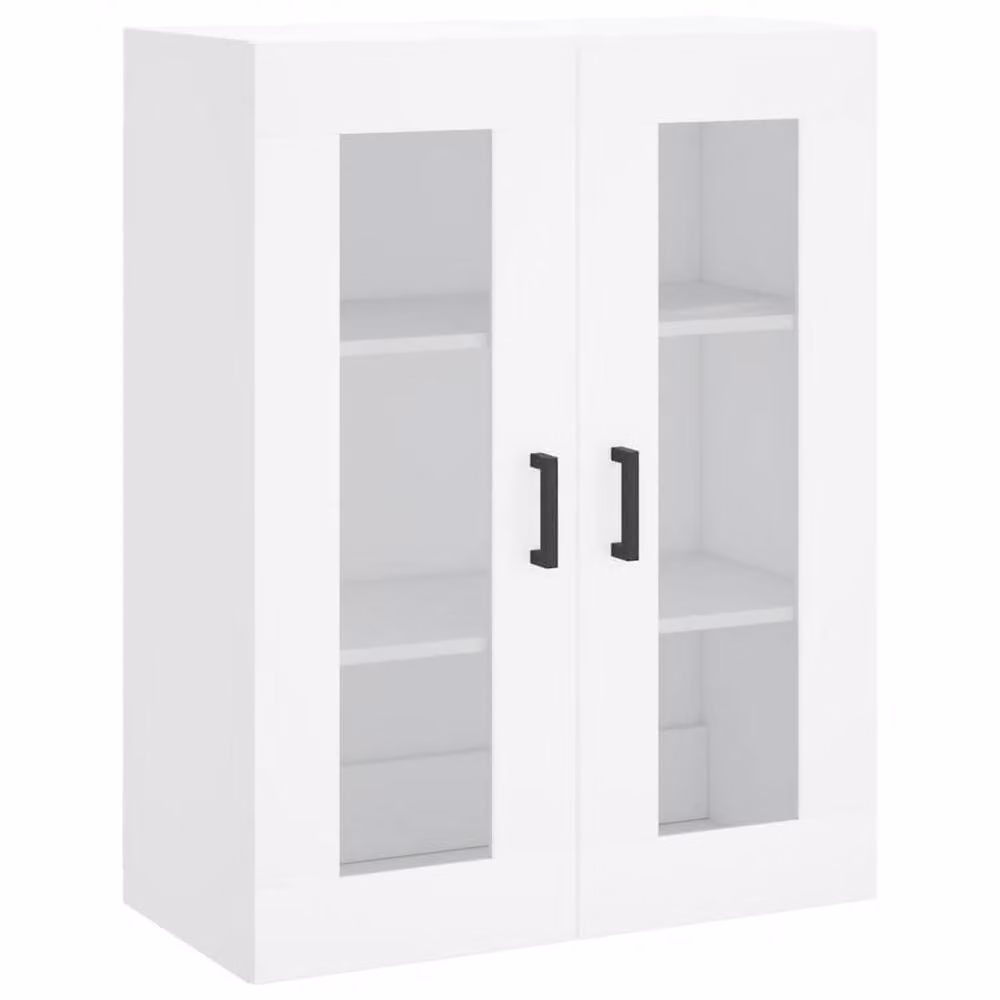 Berkfield Home Wall Mounted Cabinet with Glass Doors, White, W: 69.5 cm, D: 34 cm, H: 90 cm – 3