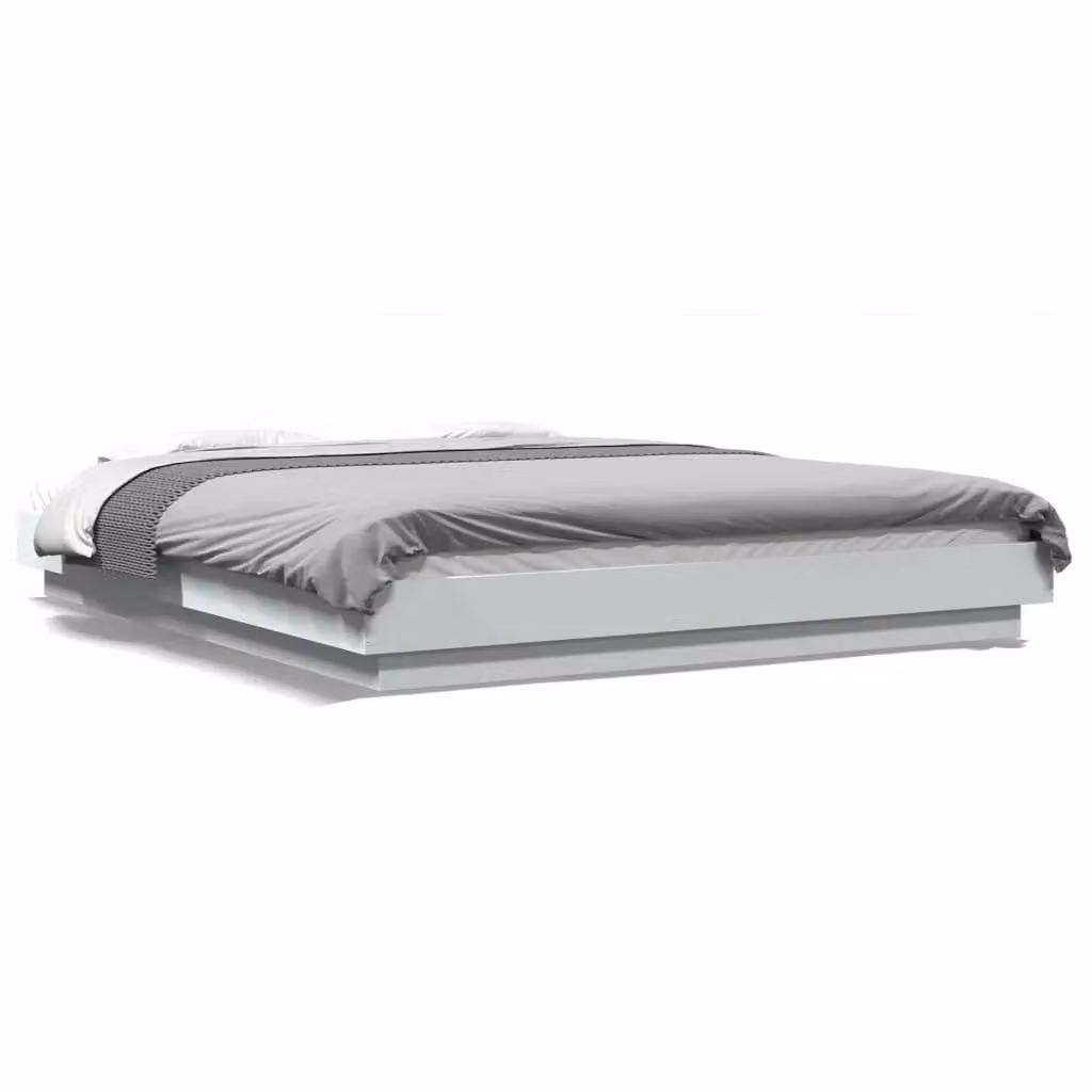 Berkfield Home Modern White Bed Frame with LED Under-Bed Lighting and USB Charging Port, W/D/H: 160 x 200 cm – 2