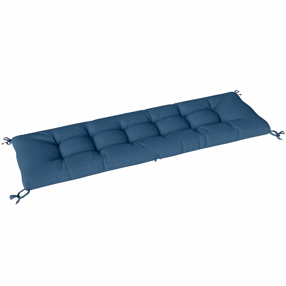 OUTSUNNY Blue Memory Foam Sun Lounger Cushion with Ties and Water Repellent Outdoor Fabric – 2
