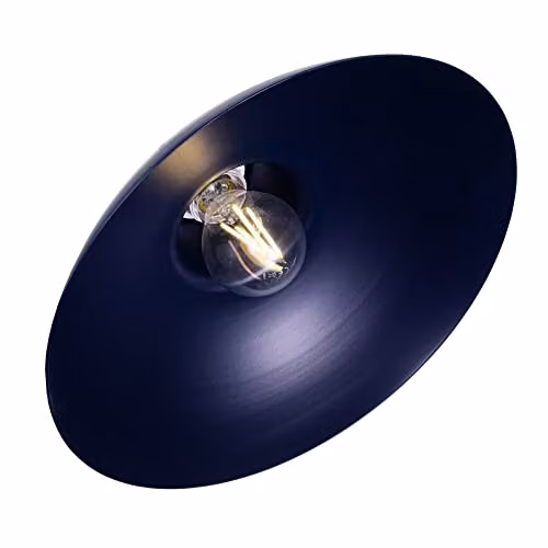 Happy Homewares Industrial Retro Matt Blue Curved Metal Ceiling Pendant Light Shade, Diameter: 29 cm – 2
