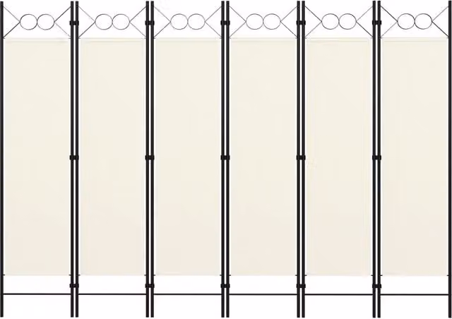 Berkfield Home 6-Panel Room Divider, White, W: 240 cm, H: 180 cm