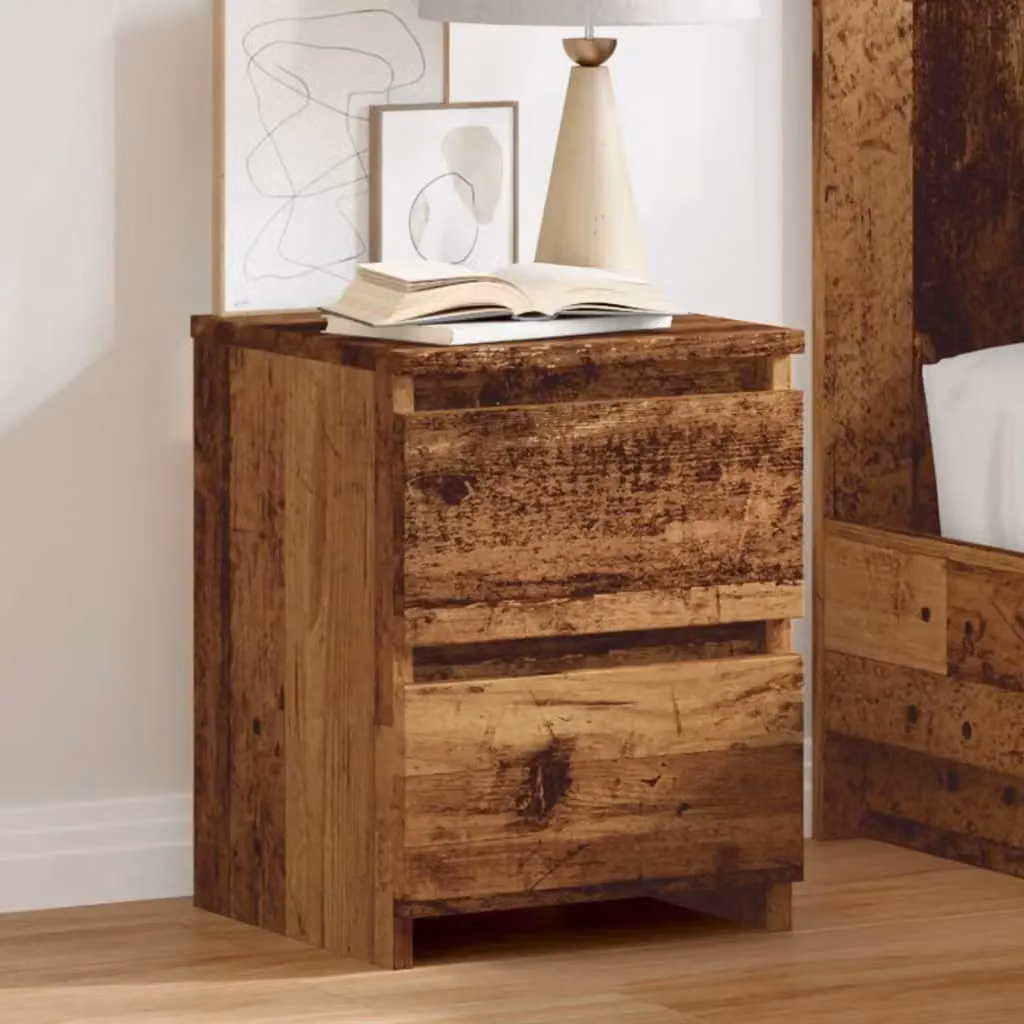 Berkfield Home Set of 2 Bedside Cabinets in Brown Old Wood, W/D/H: 30 x 30 x 40 cm – 2