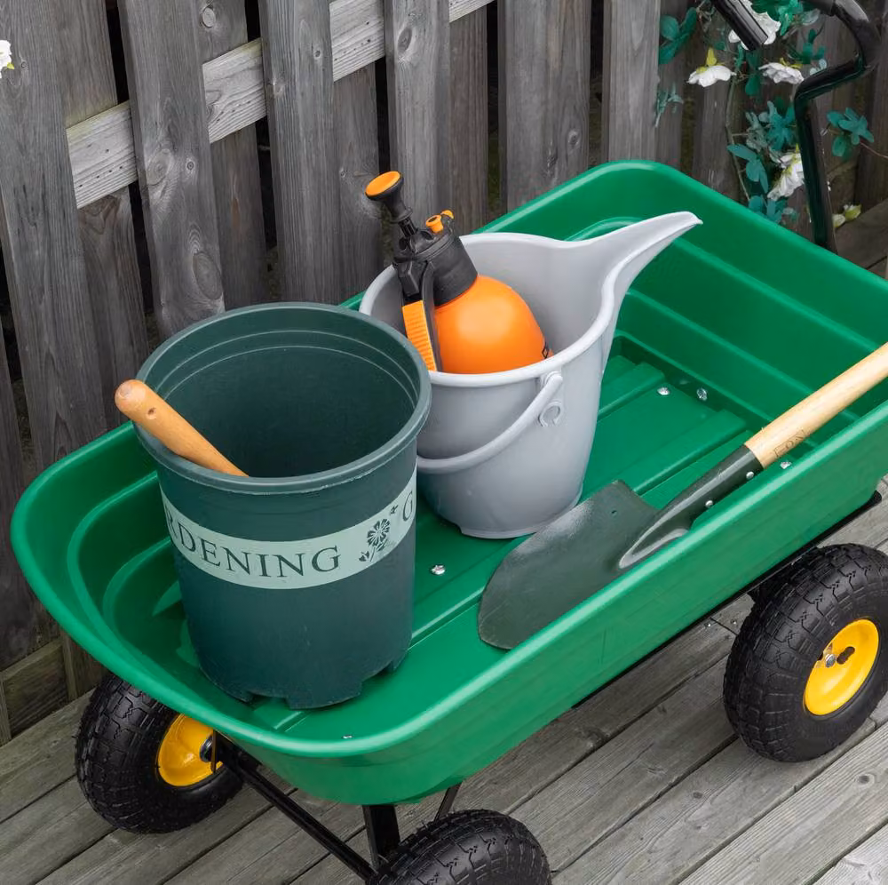 STILVORA Garden Cart with Tipping Function, 75L, Green – 7