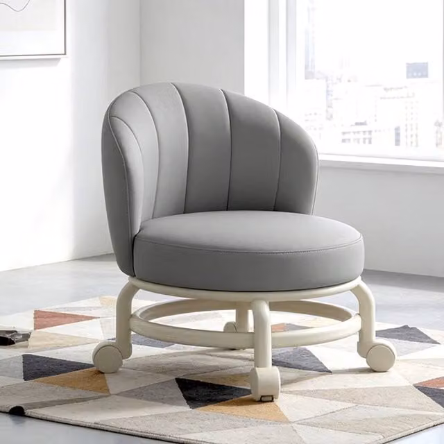 Ventryn Grey Wheeled Low Stool with Castors