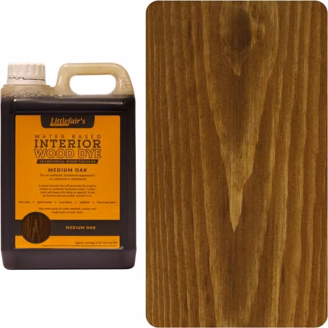 Littlefair's Indoor Wood Stain in Medium Oak Brown, 2.5l