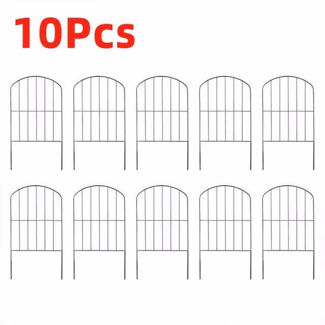 SPETLEK 10-Piece Metal Garden Fencing Panel Lawn Grass Border in Black, W: 100 cm, H: 60 cm