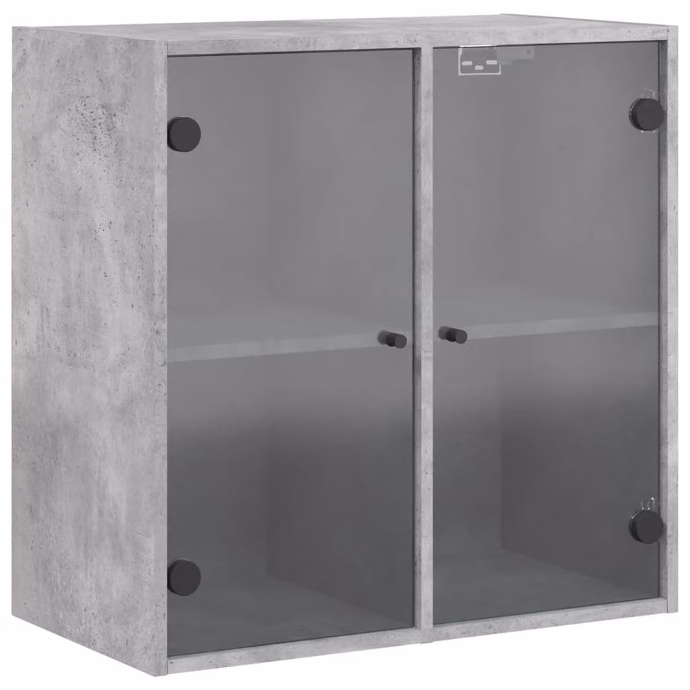 Berkfield Home Wall Mounted Cabinet with Glass Doors, Concrete Grey, W/D/H: 68 x 37 x 68.5 cm – 2