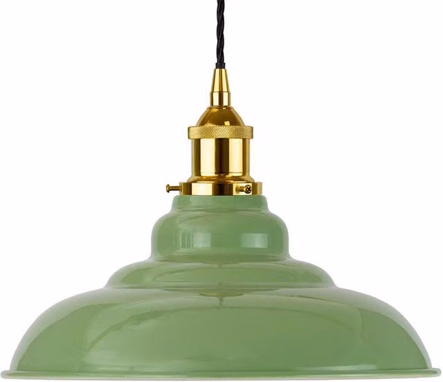 SE Home St Edmund's Mint Green Pendant Light with Gold and Black Twisted Metal Details