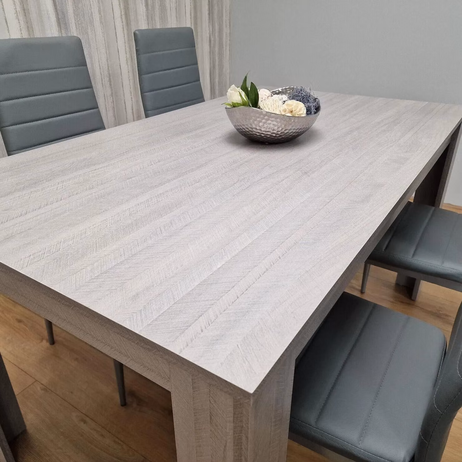Kosy Koala Modern Rectangular Dining Table Set with 4 Chairs in Brown and Grey – 2