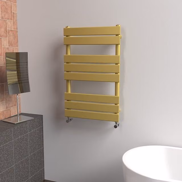 Lux Heat Flat Coloured Towel Radiator in Gold, H: 80 cm, W: 50 cm