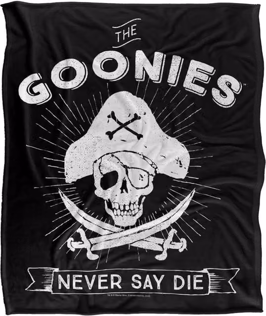 Warner Bros. The Goonies Never Say Die Super Soft Fluffy Polyester Throw Blanket, Multicolour and Black, Large
