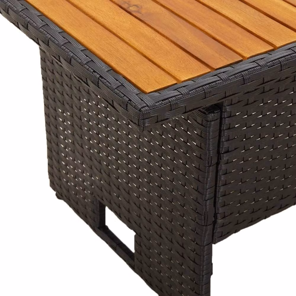 Berkfield Home Black Acacia Wood and Poly Rattan Garden Table, W/D/H: 100 x 50 x 43/63 cm – 5